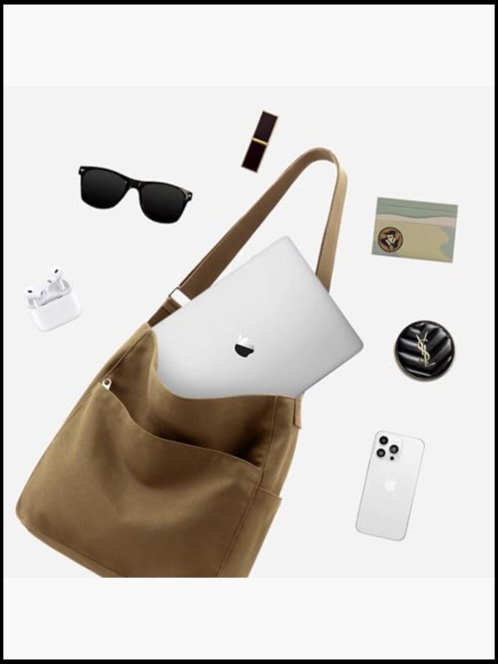 Large Canvas Tote Bag Hobo Crossbody Messenger for Work or College - Picture 7 of 7